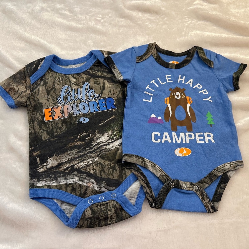 Mossy oak camping onesie